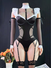 Women's Lingerie  Spicy Aura 5pcs Halloween Mesh Patchwork Set