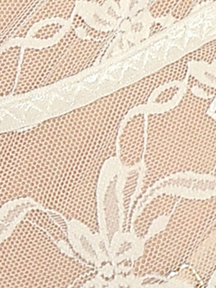Women's  Lingerie Patchwork Cinched Waist Mesh Slit Bow Sheer Charming Delicate Ladies