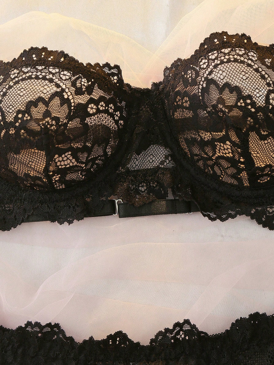 Women's Bra And Panty  Set Lace Back Dual Strap Design