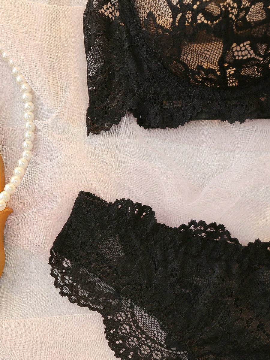 Women's Bra And Panty  Set Lace Back Dual Strap Design