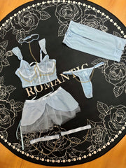 Women's Lingerie Set Halter Neck Chain Corser With Gloves & Gauze Skirt Lingerie Set