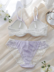 Women's Bra & panty Sets Underwire Molded Push Support Full Bust Transparent Sheer